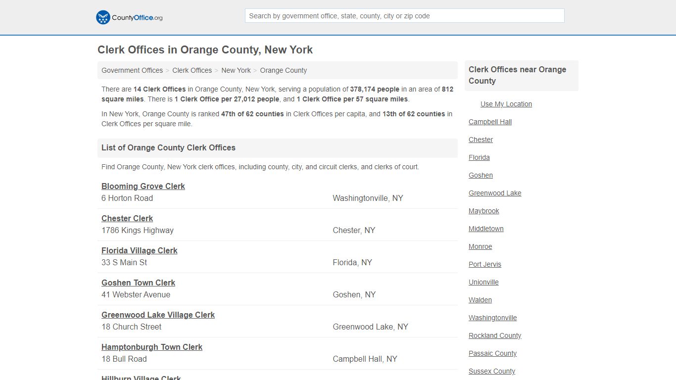 Clerk Offices - Orange County, NY (County & Court Records)